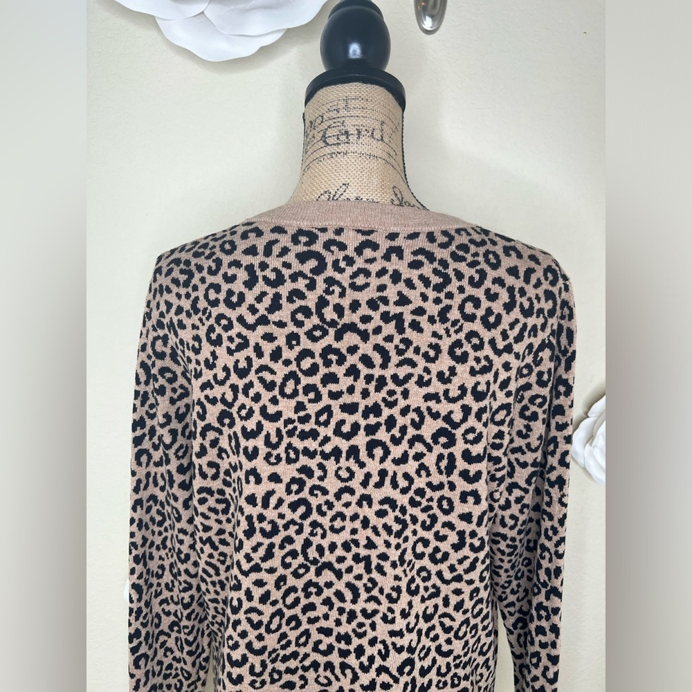 A New Day Tan & Black Leopard Animal Print Sweater Size Extra Extra Large - Picture 11 of 15